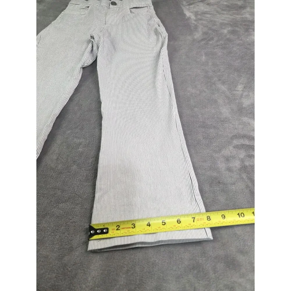 Free People Pants Striped Size S Florence Crop Railroad High Rise White Blue C38